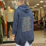 İtalyan Arkası Payet İşlemeli Kapüşonlu Ceket - Lacivert