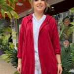 İtalyan Arkası Payet İşlemeli Kapüşonlu Ceket - Bordo