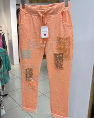 İtalyan Payetli Yazılı Full Likralı Pantolon 38 48 Uyumlu
