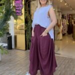 İtalyan Cepli Şalvar Pantolon (38-50 Beden Uyumlu) - Bordo