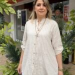 İtalyan Çizgili Pamuk Gömlek (38-48 Uyumlu) - Bej