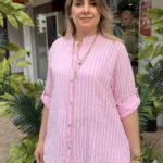 İtalyan Çizgili Pamuk Gömlek (38-48 Uyumlu) - Açık Pembe