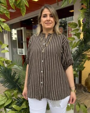 İtalyan Çizgili Pamuk Gömlek (38-48 Uyumlu)