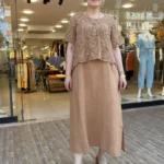 İtalyan Dantel Detaylı Keten Bohem Elbise - Camel