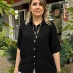 İtalyan Keten Yarım Kol Gömlek (38-48 Uyumlu) - Siyah