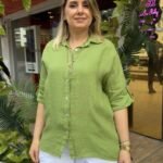 İtalyan Keten Yarım Kol Gömlek (38-48 Uyumlu) - Yeşil