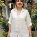 İtalyan Keten Yarım Kol Gömlek (38-48 Uyumlu) - Bej
