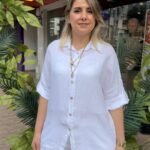 İtalyan Keten Yarım Kol Gömlek (38-48 Uyumlu) - Beyaz