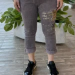 İtalyan Payet Detaylı Full Likralı Pantolon (38-48 Beden Uyumlu) - Kahve