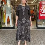 İtalya Üretimi %100 Keten Ceket & Çiçekli Elbise İkili Takım - Kahve