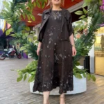 İtalyan %100 Keten Elbise Ceket Takım (38-48) - Kahve