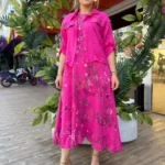 İtalyan %100 Keten Elbise Ceket Takım (38-48) - Fuşya