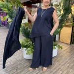 İTALYAN 3 ' LÜ LİNEN KETEN TAKIM - Lacivert