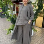 İTALYAN 3 ' LÜ LİNEN KETEN TAKIM - Vizon