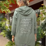 İtalyan Arkası Payet İşlemeli Kapüşonlu Ceket - Haki