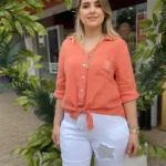 İtalyan Üretimi Keten Gömlek (38-44 Uyumlu) - Somon