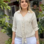 İtalyan Üretimi Keten Gömlek (38-44 Uyumlu) - Bej