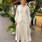 İTALYAN CEKETLİ ELBİSE LİNEN KETEN TAKIM - Bej