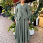 İTALYAN CEKETLİ ELBİSE LİNEN KETEN TAKIM - Haki