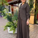 İTALYAN CEKETLİ ELBİSE LİNEN KETEN TAKIM - Kahve