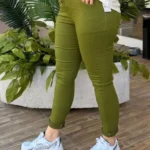 İtalyan Düz Renk Full Likralı Pantolon - 38-48 Uyumlu - Yeşil