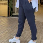 İtalyan Havuç Kesim Keten Pantolon - 38-46 Uyumlu - Lacivert