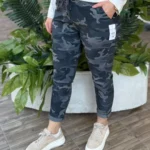 İtalyan Kamuflaj Desenli Full Likralı Pantolon ( 38 48 Uyumlu ) - Gri