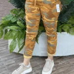 İtalyan Kamuflaj Desenli Full Likralı Pantolon ( 38 48 Uyumlu ) - Hardal