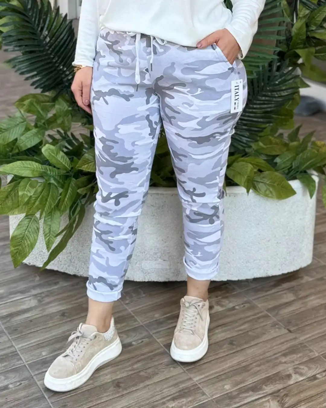 İtalyan Kamuflaj Desenli Full Likralı Pantolon ( 38 48 Uyumlu )