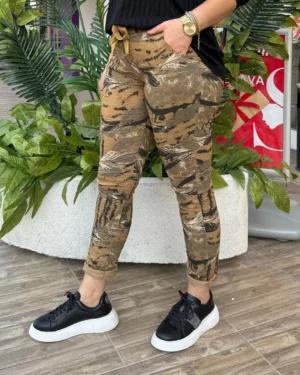 İtalyan Kaplan Desenli Full Likralı Pantolon ( 38 48 Uyumlu )