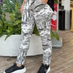 İtalyan Kaplan Desenli Full Likralı Pantolon ( 38 48 Uyumlu ) - Ekru