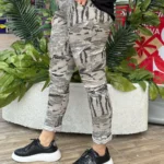 İtalyan Kaplan Desenli Full Likralı Pantolon ( 38 48 Uyumlu ) - Vizon