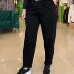 İtalyan Kemerli Yüksek Bel Full Likralı Pantolon ( 38 46 Uyumlu ) - Siyah