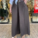 İTALYAN KEMERLİ YÜKSEK BEL BOL PAÇA PANTOLON - Kahve