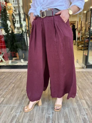 İTALYAN KEMERLİ YÜKSEK BEL BOL PAÇA PANTOLON