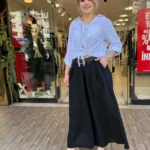 İTALYAN KEMERLİ YÜKSEK BEL BOL PAÇA PANTOLON - Siyah