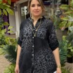 İtalyan Leopar Desenli Pamuk Gömlek (38-48 Uyumlu) - Siyah