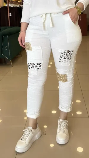 İTALYAN LEOPAR PUL PAYETLİ FULL LİKRALI PANTOLON