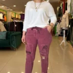 İTALYAN LEOPAR PUL PAYETLİ FULL LİKRALI PANTOLON - Gül Kurusu