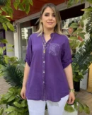 İtalyan %100 Pamuk Hakim Yaka Pul Payetli Gömlek (38 - 48 Uyumlu)