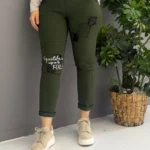 İtalyan Payetli ve Dantel Detaylı Full Likralı Pantolon ( 38 48 Uyumlu ) - Haki