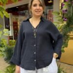 İtalyan Yakalı Salaş Keten Gömlek (38-48 Uyumlu) - Lacivert