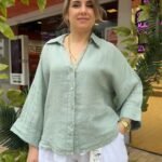 İtalyan Yakalı Salaş Keten Gömlek (38-48 Uyumlu) - Yeşil