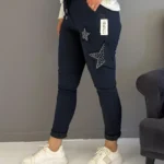 İtalyan Yıldız Taşlı Full Likralı Pantolon ( 38 48 Uyumlu ) - Lacivert