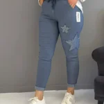 İtalyan Yıldız Taşlı Full Likralı Pantolon ( 38 48 Uyumlu ) - İndigo