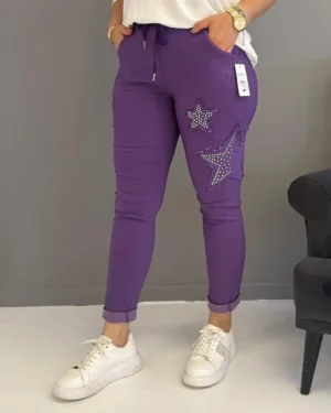 İtalyan Yıldız Taşlı Full Likralı Pantolon ( 38 48 Uyumlu )