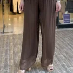 İpek Beli Lastikli Astarlı Pantolon - Kahve
