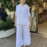 İtalyan Linen Keten Fistolu Alt Üst Takım (38-48 Uyumlu) - Beyaz