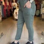 İtalyan Beli Lastikli İpli Keten Pantolon (36-42) Uyumlu - Haki