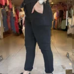 İtalyan Beli Lastikli İpli Keten Pantolon (36-42) Uyumlu - Siyah